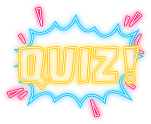 Neon Icon. Quiz yellow banner in flat style. Loudspeacker. V